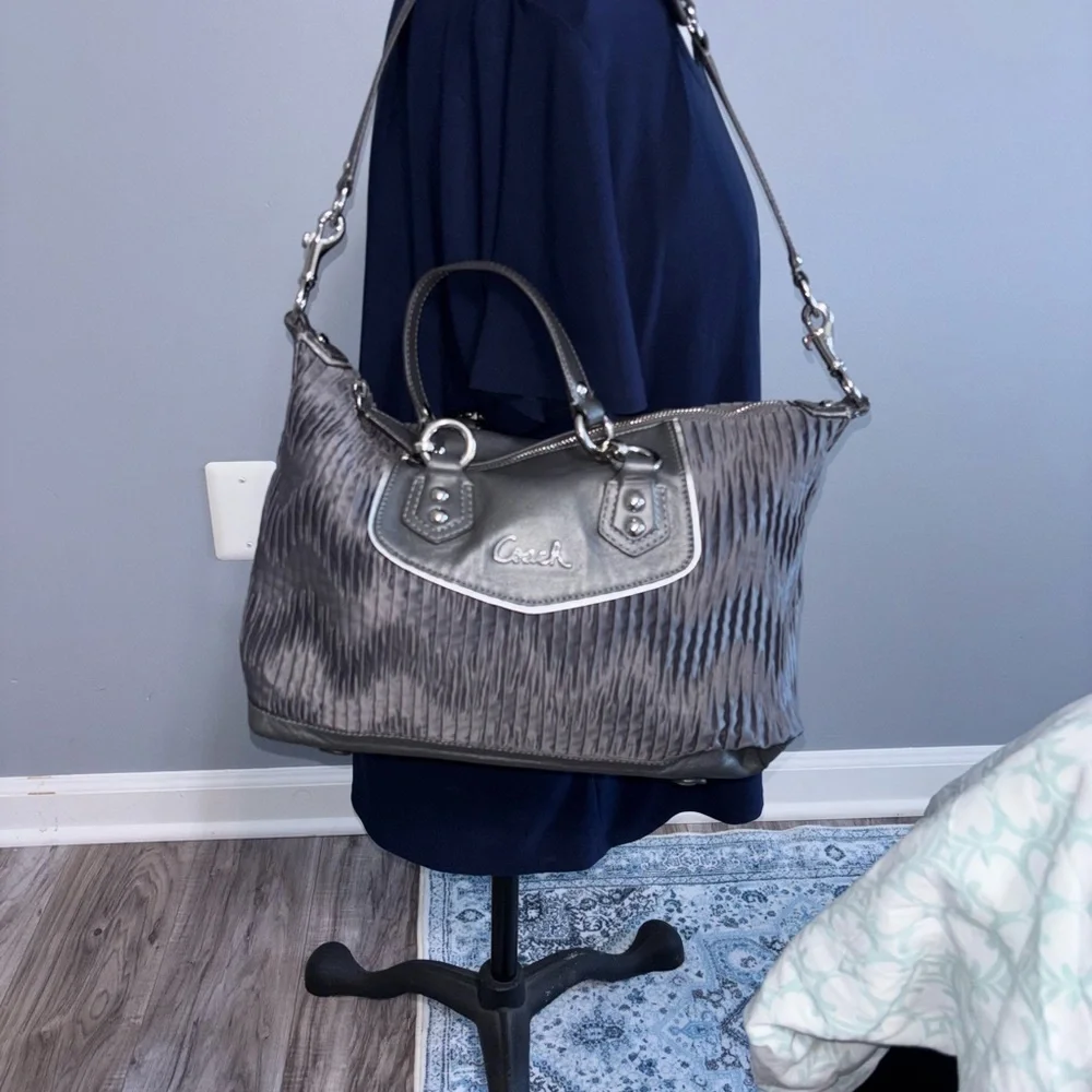 Coach Ashley Gunmetal Metallic Satchel Y2K Shoulder Bag